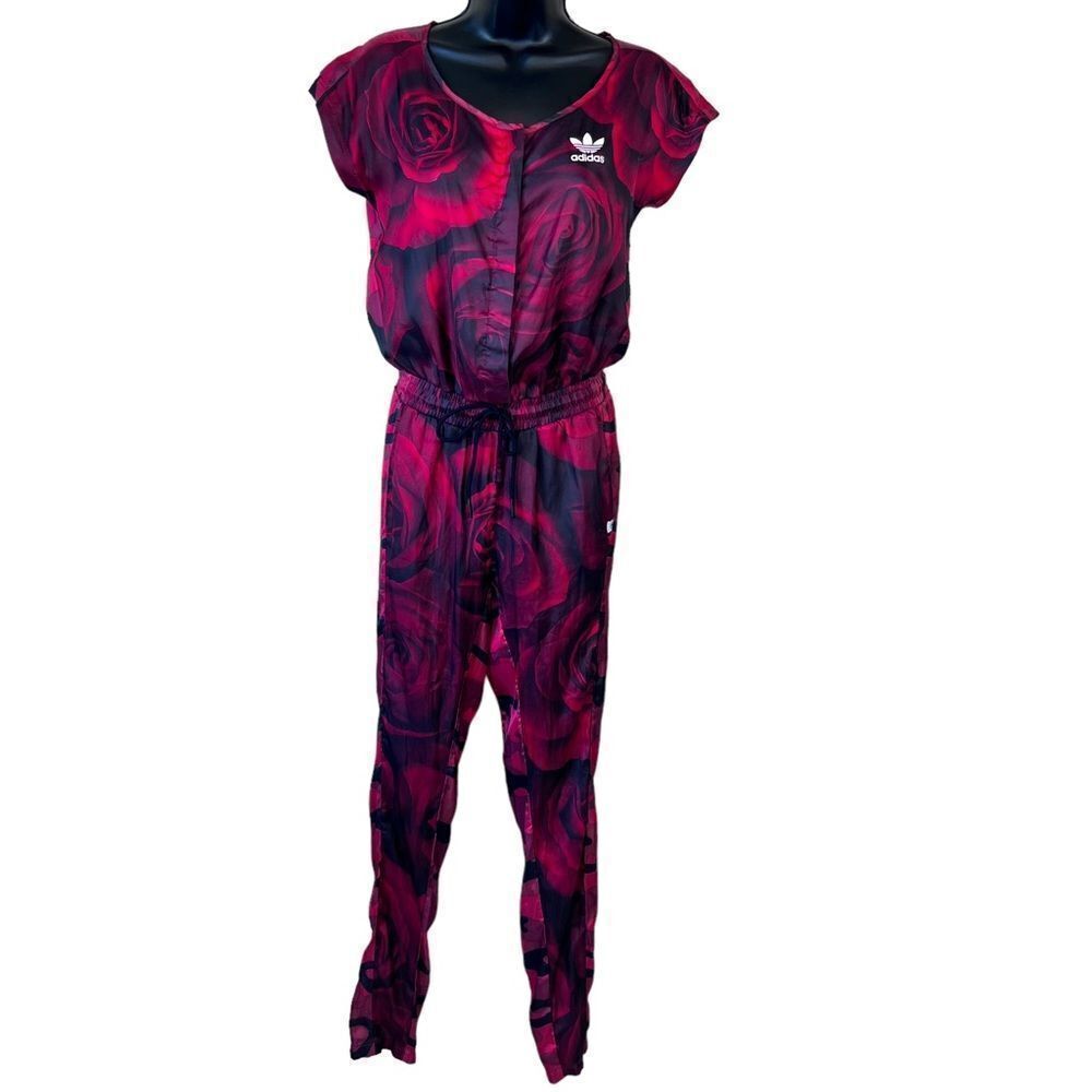 adidas Originals Red Clash All-in-One Roses & Camo Print Jumpsuit